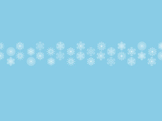 Fototapeta premium Simple horizontal background with snowflakes. Vector illustration