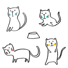 Set of funny cats. Cute hand drawn doodle kittens. Pet animal vector illustration.
