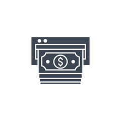 Cash Out related vector glyph icon.
