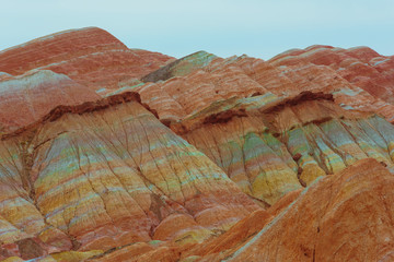 Fototapeta na wymiar view of Rainbow Mountains in Zhangye Danxia Landform Geological Park