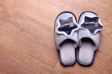 Gray soft home slippers