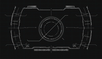 The navigation system, the HUD interface design. Digital radar screen. Abstract technology ui design vector. graphic of airplane interface with digital radar.