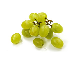 A bunch of overripe grapes isolated on white background.