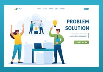 Stressful situation of the office, solution of the problem by employees of the company. Flat 2D character. Landing page concepts and web design