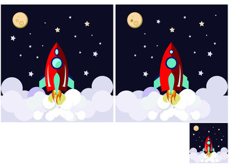 Children's puzzles, find 10 differences. Educational game for children.rocket in space. space world. astronaut in space. Vector illustration
