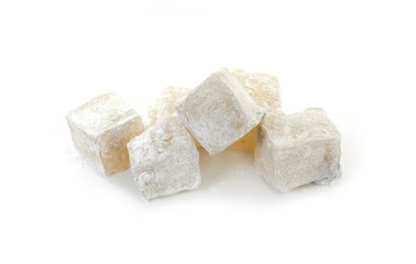 Turkish delight isolated on white.Ratluk.
