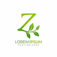 Letter Z Green Plant Leaf Logo Vector