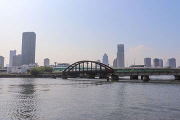 Fototapeta na wymiar 晴海橋梁付近の風景（東京都江東区）