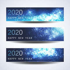 Set of Horizontal Christmas, New Year Headers or Banners Design - 2020