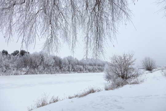 Beautiful winter landscape in russian province