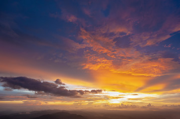 Fototapeta na wymiar scenery Sunset in Mountains on background