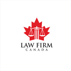Maple Canada Law Logo Design vector illustration . Canadian Lawyer Directory . Law Firm Logo .