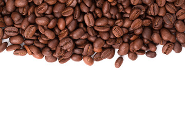 Coffee beans isolated on a white background area for copy space.