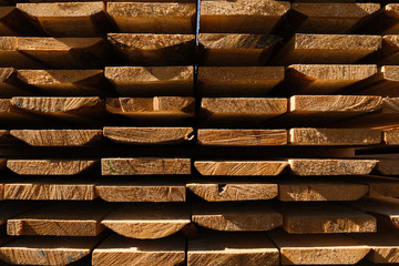 Wood timber in the sawmill. Wood background