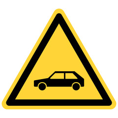 Auto und Warnschild