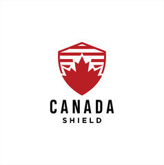 Maple shield logo design . Canadian shield Logo Design vector illustration