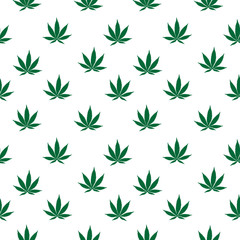 Cannabis seamless pattern. Ganja, marijuana or weed Seamless Pattern Vector illustartion isolated on white background.