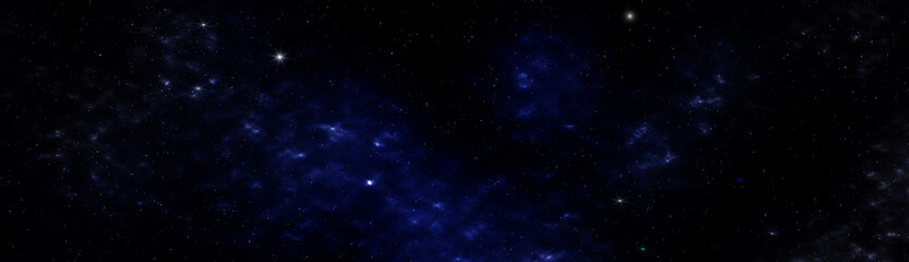 Fototapeta na wymiar Star and galaxy, dark blue space background panorama view