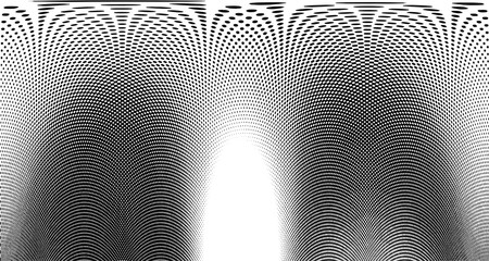 Halftone wave background. Curved gradient texture or pattern. Vertical gradient dots. Pop art texture. Vector illustration.