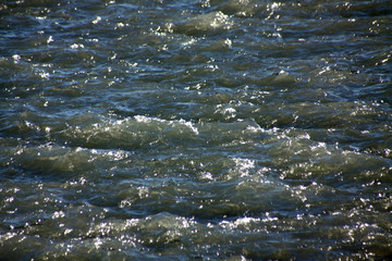 waves in the river close up background