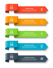 Arrow infographic design elements. Vector banner with 5 options, steps, parts. Can be used for web, diagram, graph, workflow layout, chart, report.
