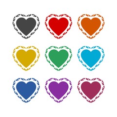 Hearts collection icons set isolated on white background