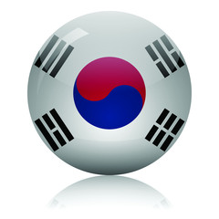 South Korean flag glass icon vector illustration
