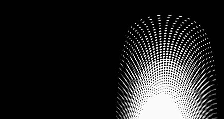 Halftone wave background. Curved gradient texture or pattern. Vertical gradient dots. Pop art texture. Vector illustration.