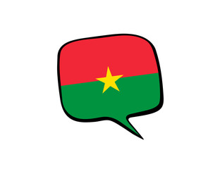 Speech bubble with the flag of Burkina Faso on the white background. Vector illustration