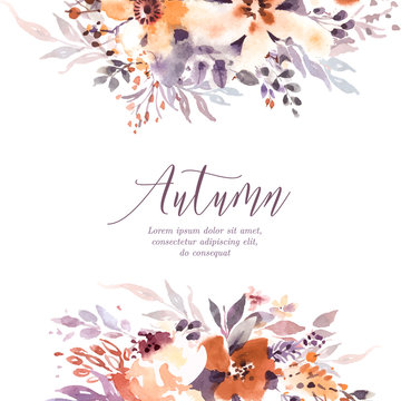 Soft rustic watercolor autumn background