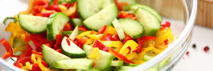 Fresh Chopped Chili Pepper Cucumber Salad Bowl