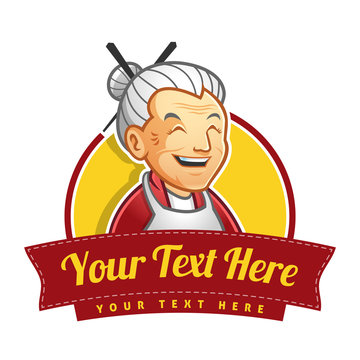 Grandma Or Granny Mascot Character Logo Design, Vector Format