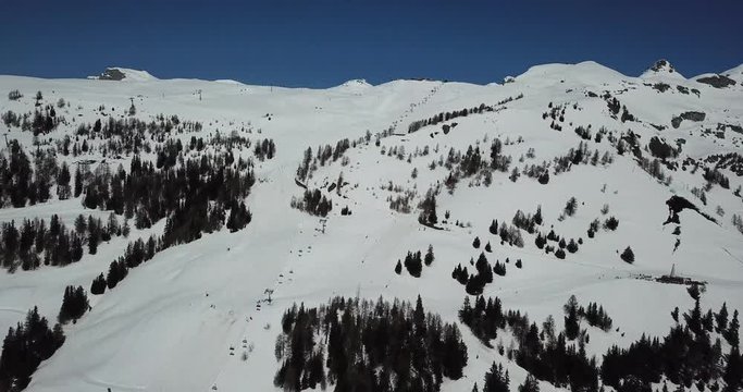 Crans Montana ski slopes winter drone view