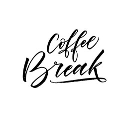Fototapeta na wymiar Coffee break card. Modern vector brush calligraphy. Ink illustration with hand-drawn lettering. 