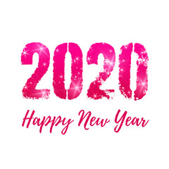 Sparkling pink textured 2020 new year card