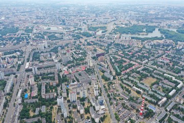 Naklejka na ściany i meble Aerial photo of city landscape