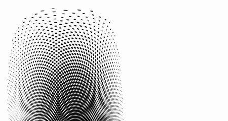 Halftone wave background. Curved gradient texture or pattern. Vertical gradient dots. Pop art texture. Vector illustration.