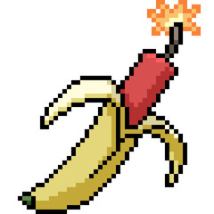 Fototapeta premium vector pixel art banana dynamite