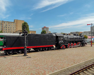 old steam locomotive at the Kharkov railway station