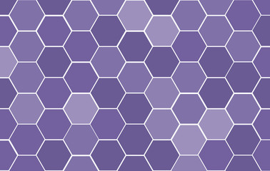Ultra violet gradient color tone of Honeycomb Grid tile random background or Hexagonal cell texture.