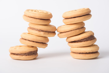 Butter cookies placed on a white background