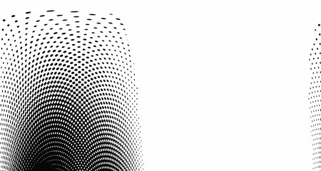 Halftone wave background. Curved gradient texture or pattern. Vertical gradient dots. Pop art texture. Vector illustration.