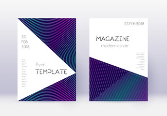 Triangle cover design template set. Neon abstract 