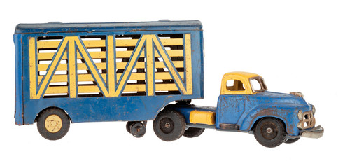 Toy. Truck made out of tin. Cattle truck. Toys.