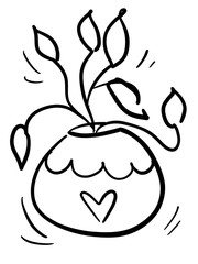 The icon is drawn by hand. Sketch. Cactus in a pot. House plant