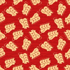 Happy New Year of the Rat 2020 seamless pattern. Vector illustration