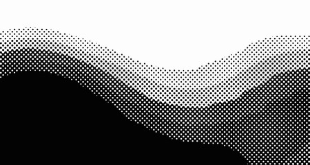 Halftone wave psychedelic background. Curved gradient texture or pattern. Vertical gradient dots. Pop art texture. Vector illustration.