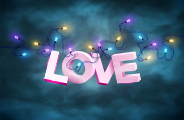 Vector illustration of the word love