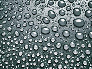 Water drops on gray background.