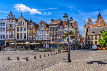 Grote Markt in Mechelen, Belgium. Mechelen is a city and municipality in the province of Antwerp, Flanders, Belgium.